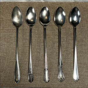 Assorted Dessert/Iced Tea Spoon Set - Polished Stainless Look, Set of 5